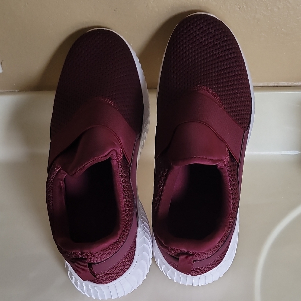 Kids Burgundy Slip-On Sneakers